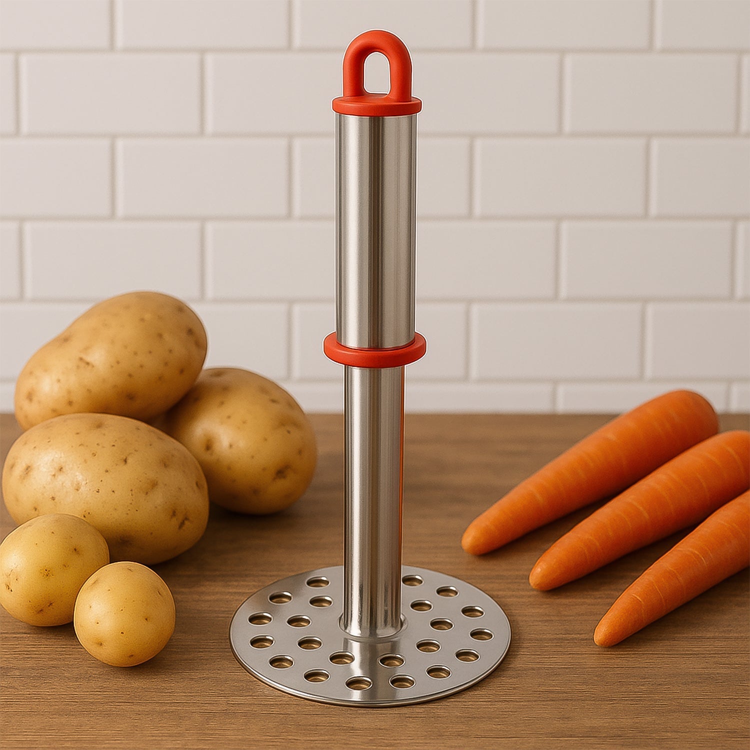 Stainless Steel Potato Masher with Ergonomic Handle (17cm / 1 Pc) Stainless Steel Potato Masher with Ergonomic Handle (17cm / 1 Pc)